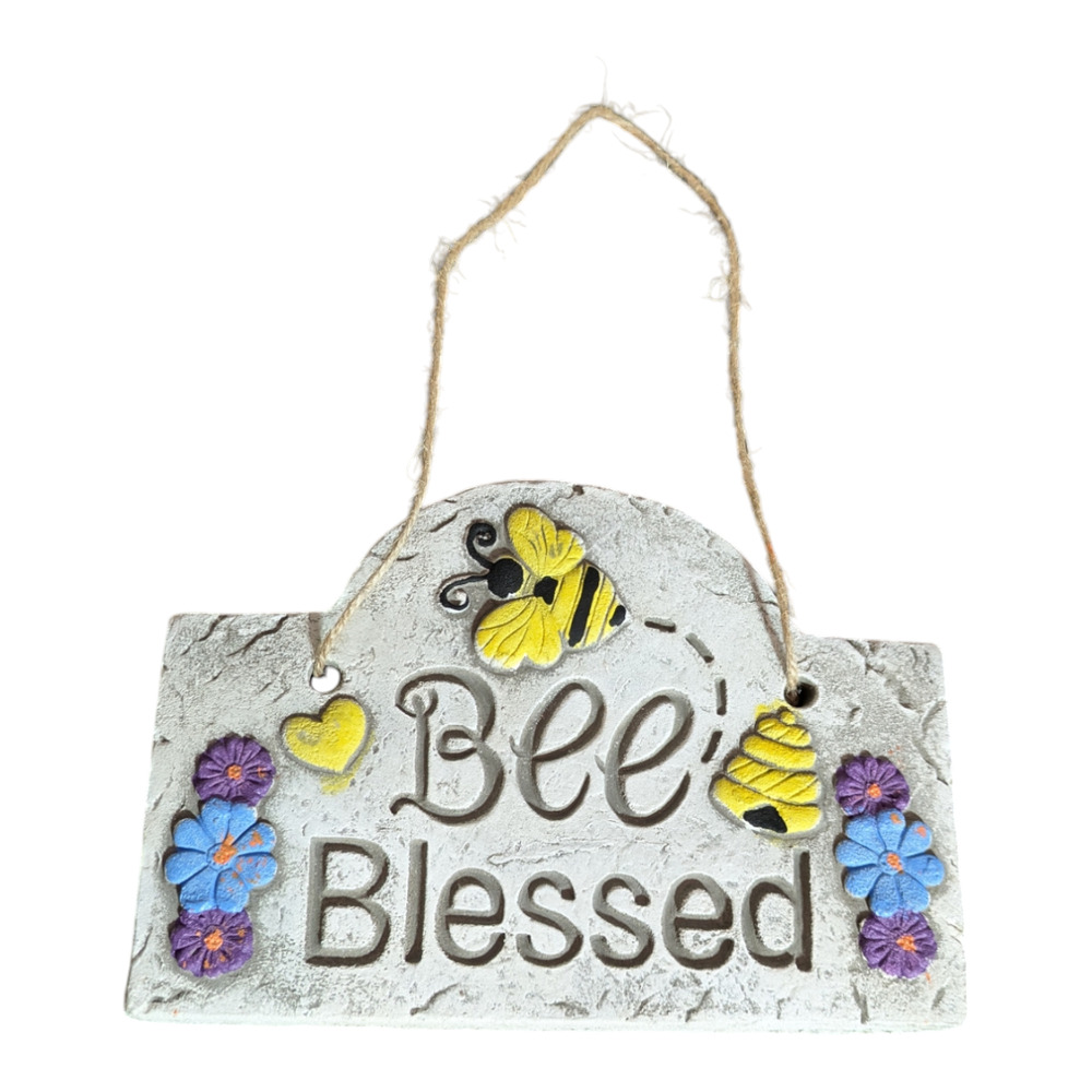 Bee Blessed - Stone Sign--Indoor or Outdoor - Home Decor - Cute Wall Hanging